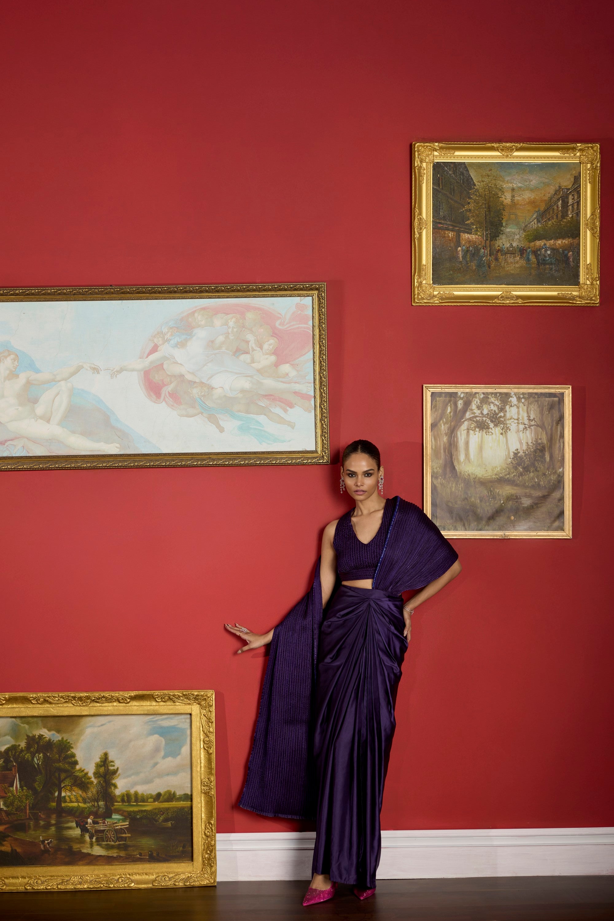 Purple dori drape kara saree