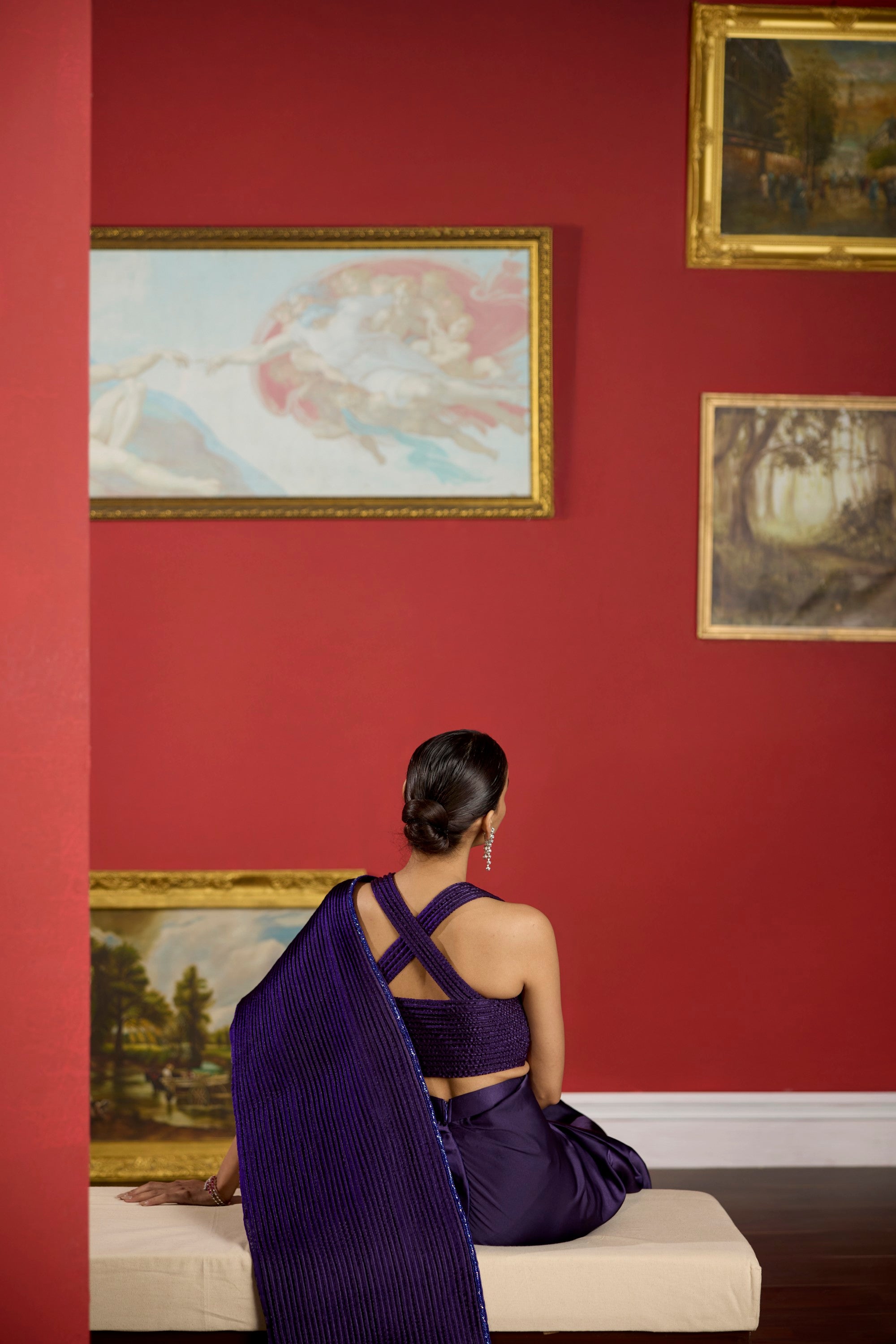 Purple dori drape kara saree