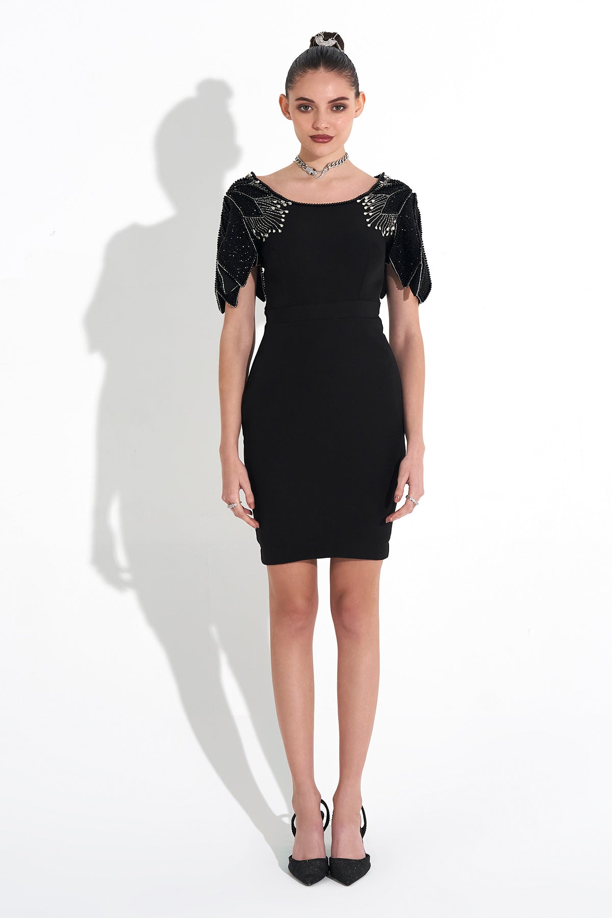 Glass Black Crsytal Handwork Statement Dress – Puneetkapoorlabel