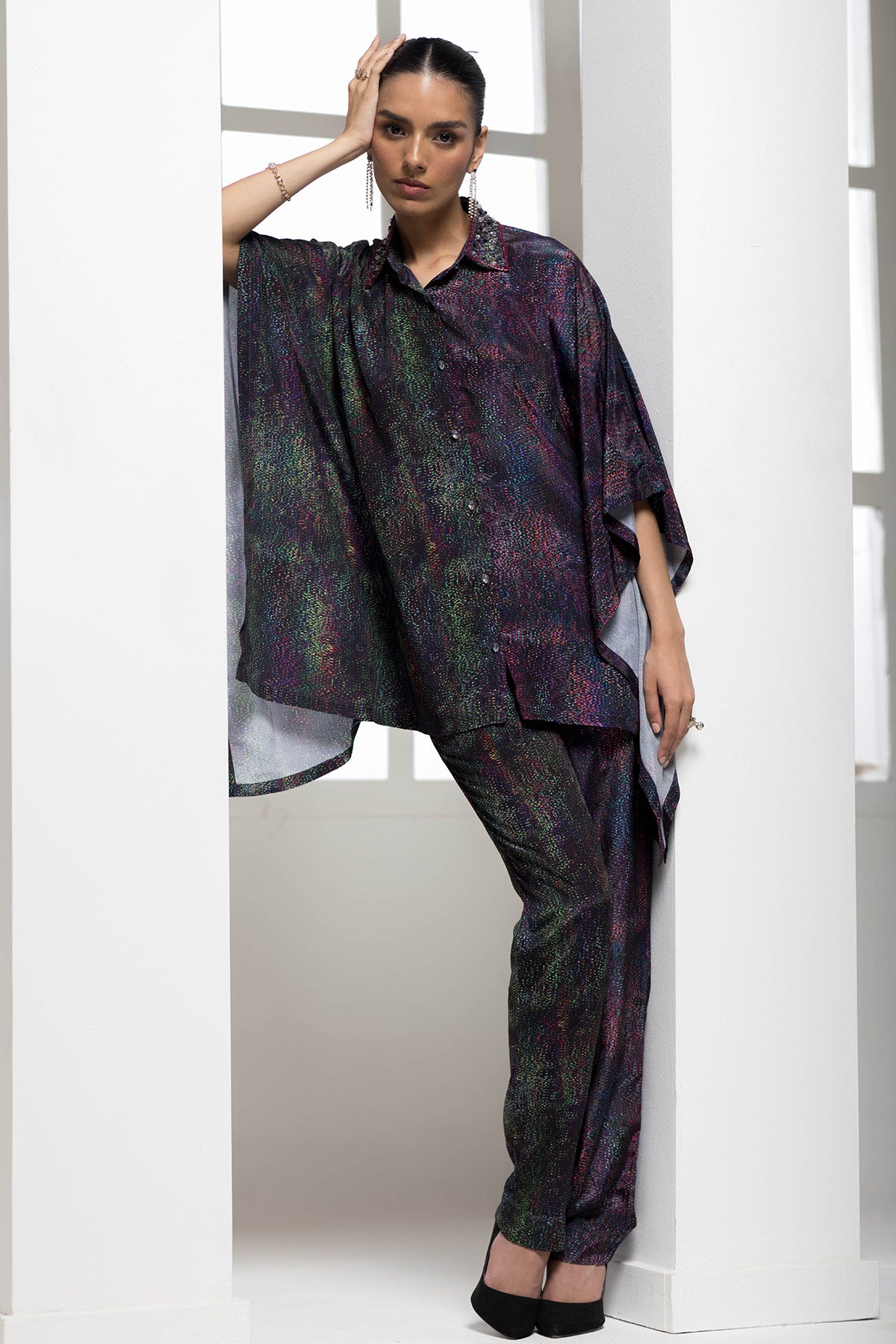 wave toned printed cord set