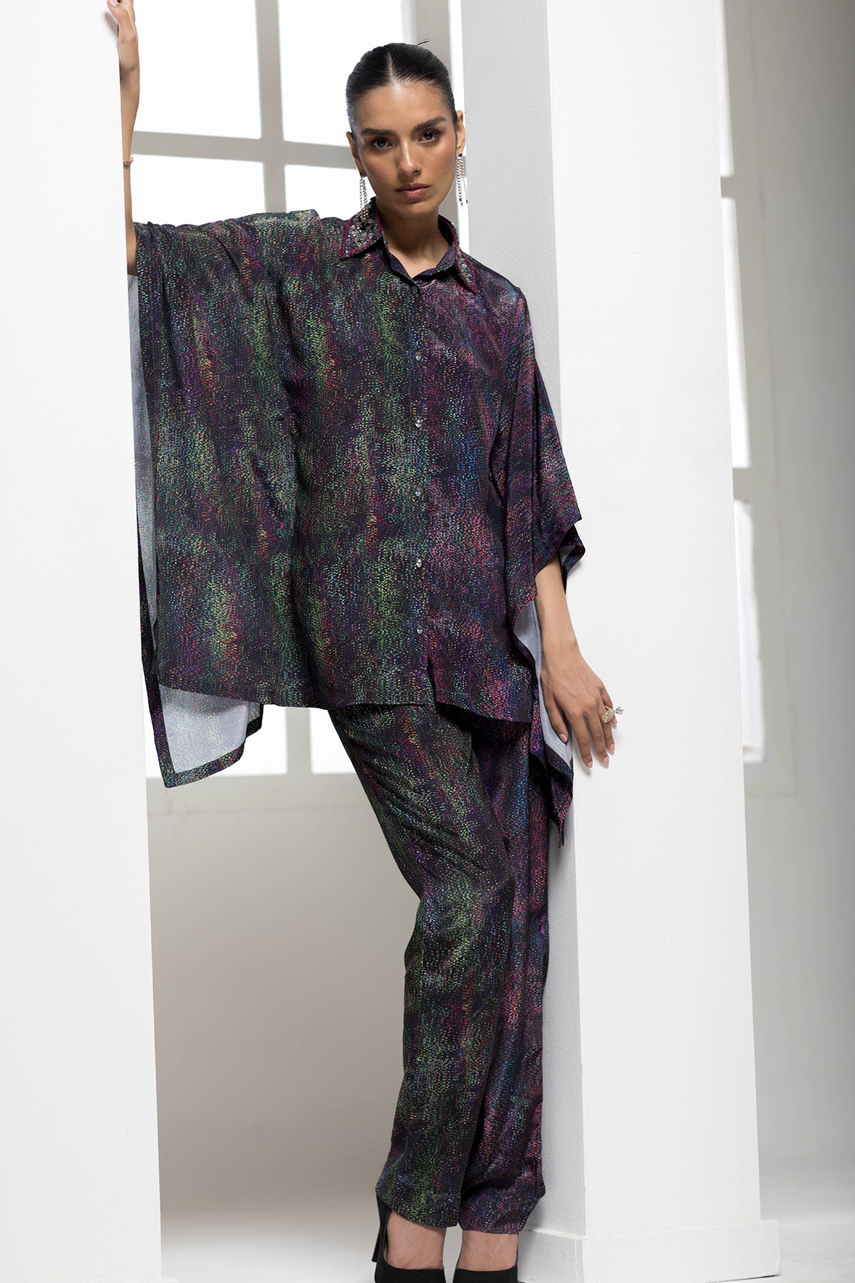 wave toned printed cord set