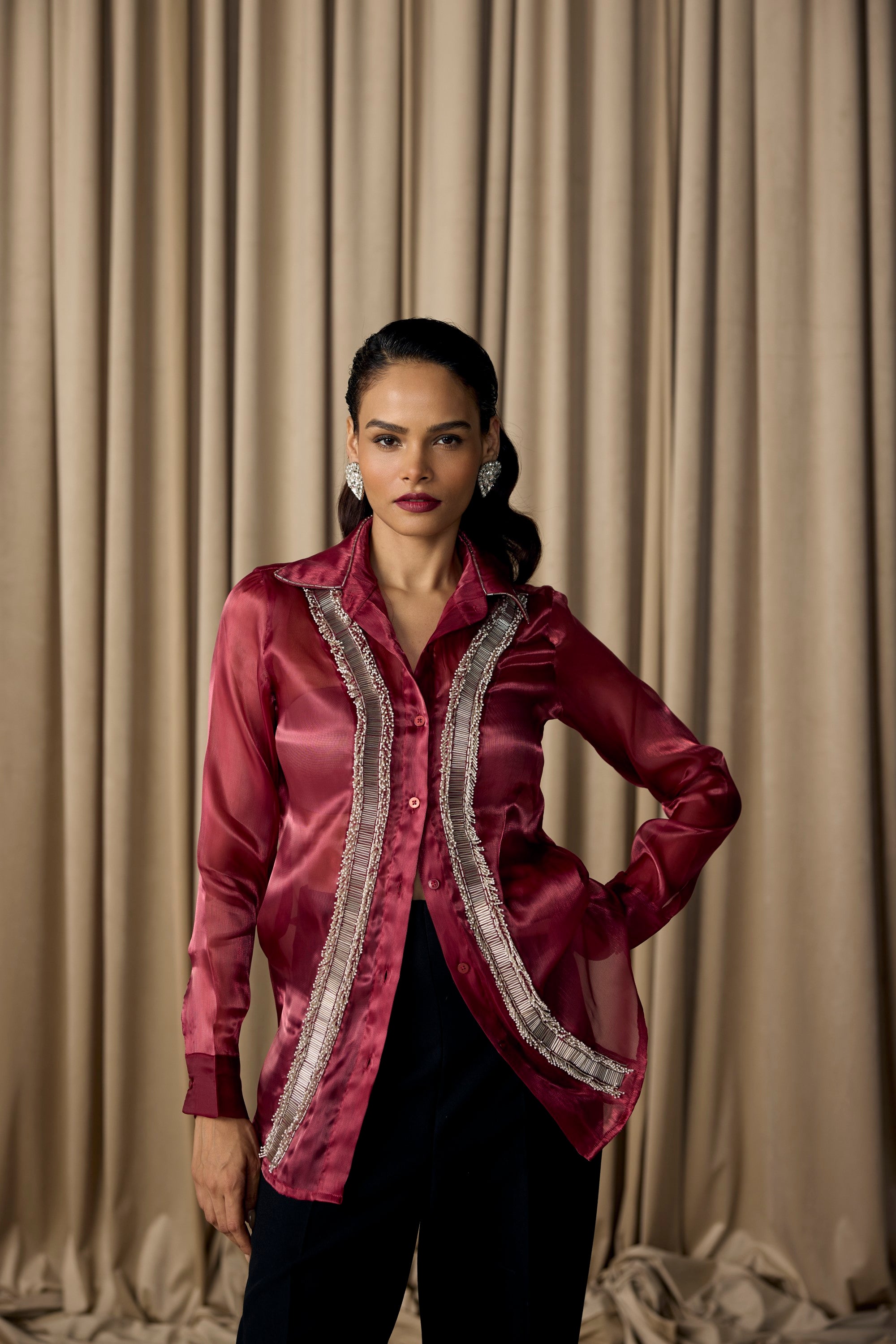 maroon zeel work shirt