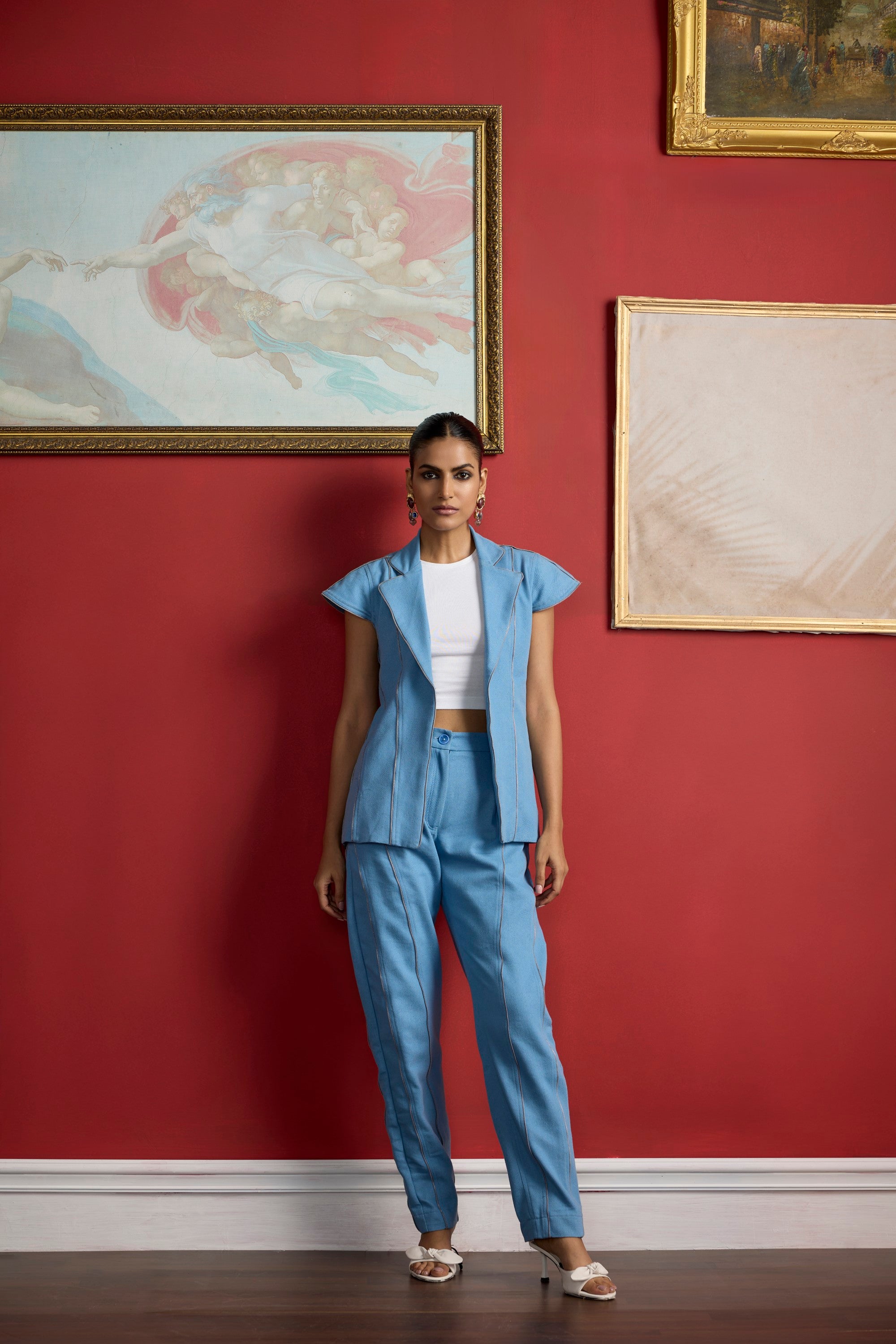 denim zip zap blue set