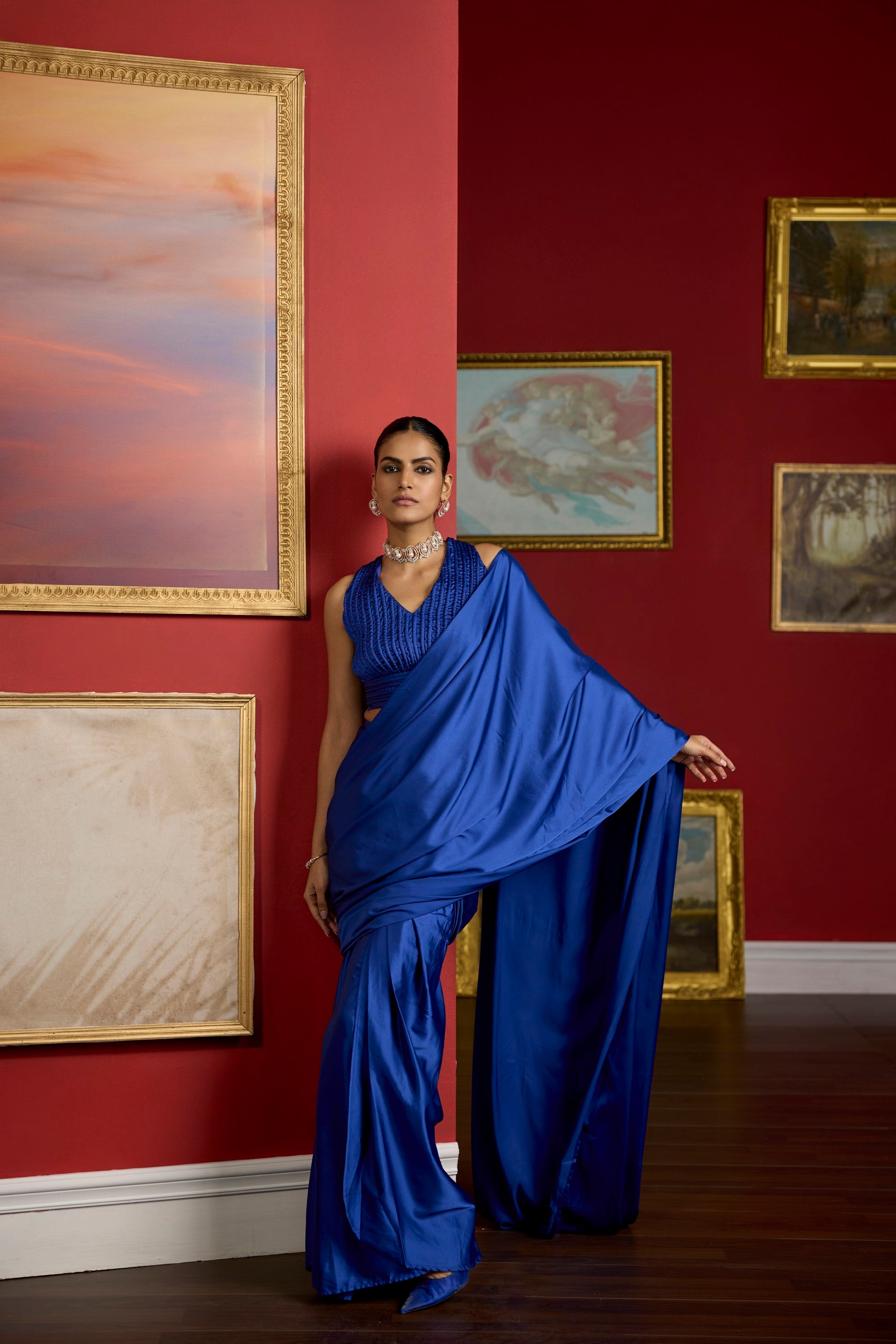 blue pearl saree