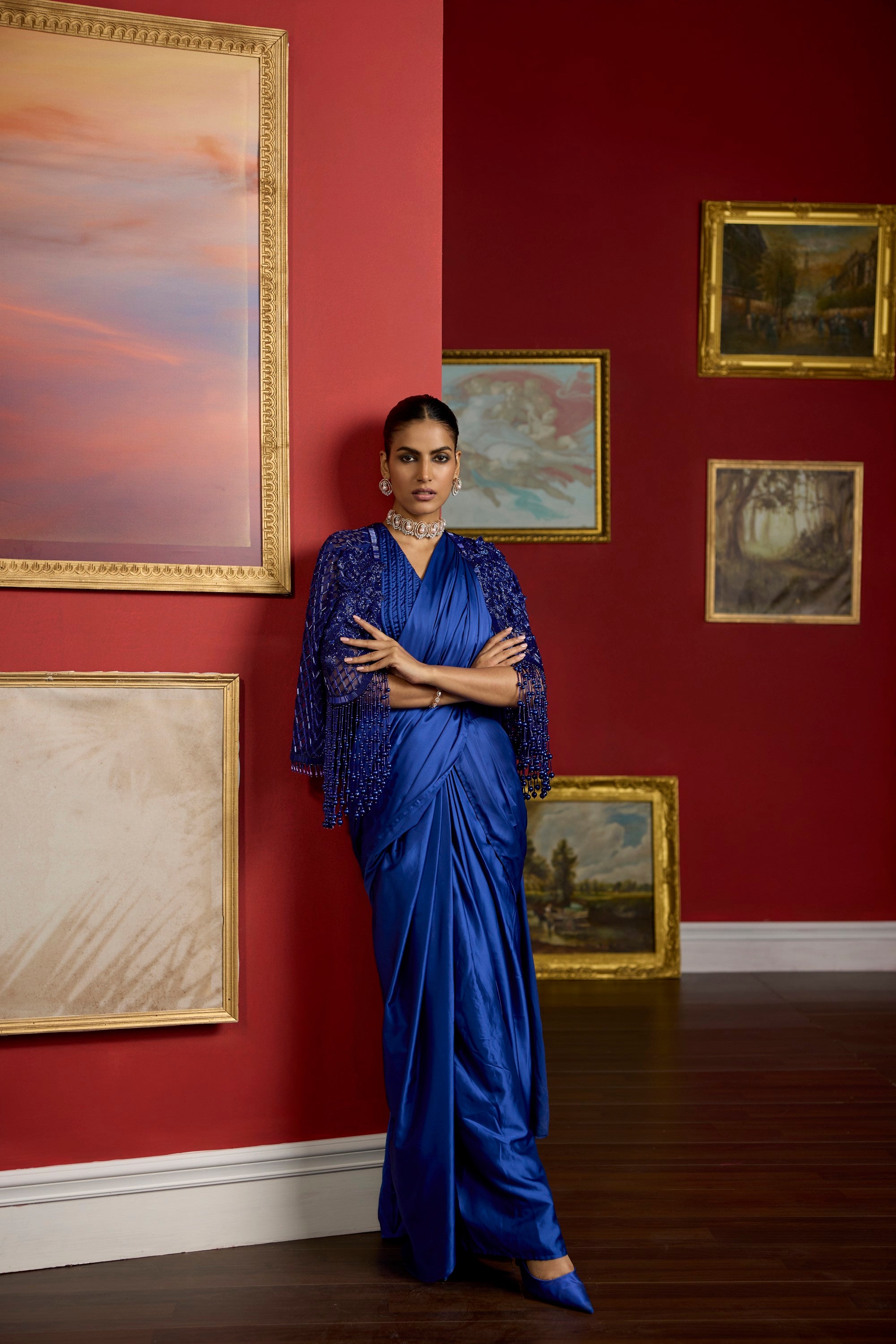 blue pearl saree