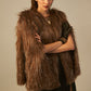 Husk Brown Lurex Fur Jacket With Sleeves