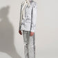 Shaded Silver White Sequence Blazer With Metallic Leather Pants