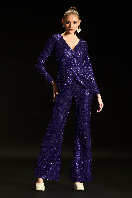 Purple Glam Sequence Jumpsuit