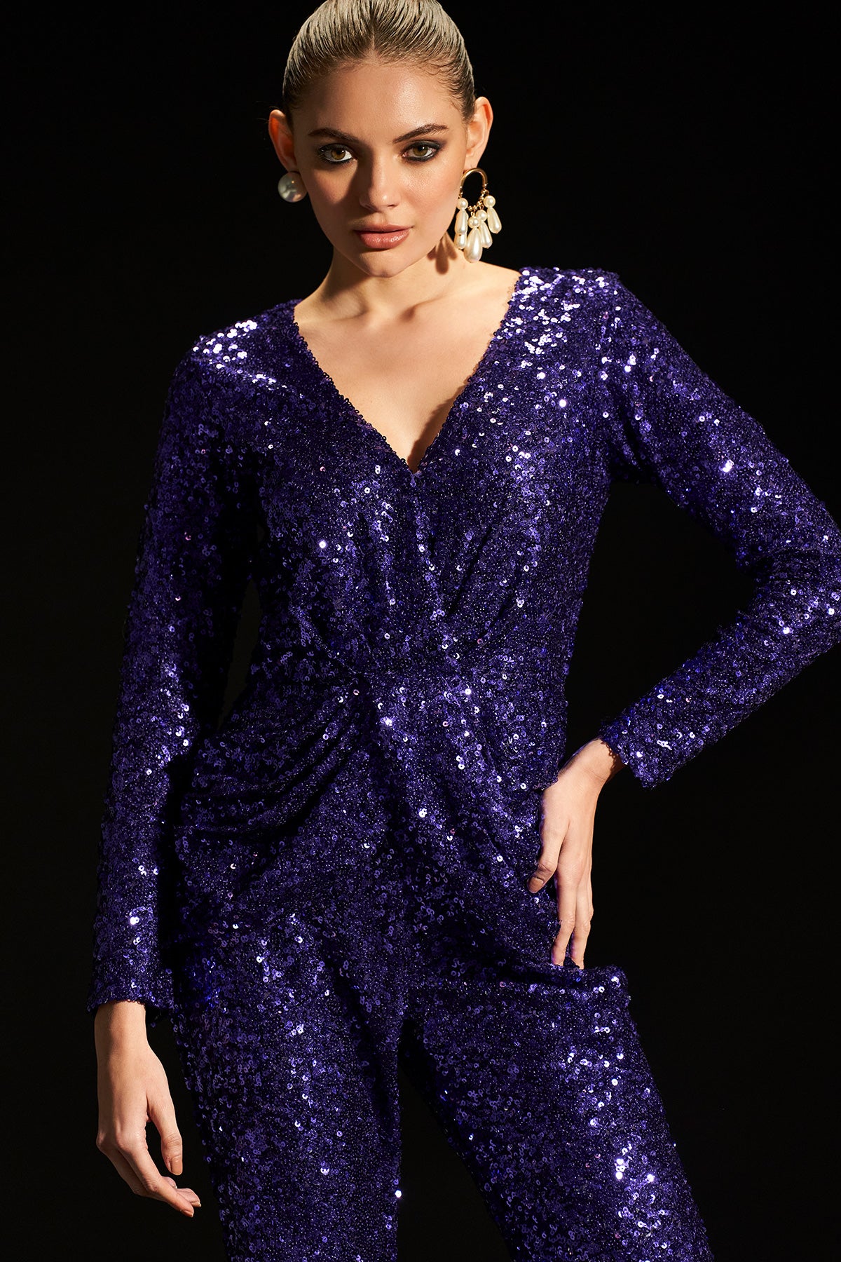 Purple Glam Sequence Jumpsuit