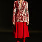 Shaded Merry Red White Sequence Blazer With Flaired Red Skirt