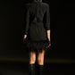 Glam Crystal Diamond Bodysuit With Black Furry Skirt
