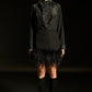 Glam Crystal Diamond Bodysuit With Black Furry Skirt With Satin Shirt