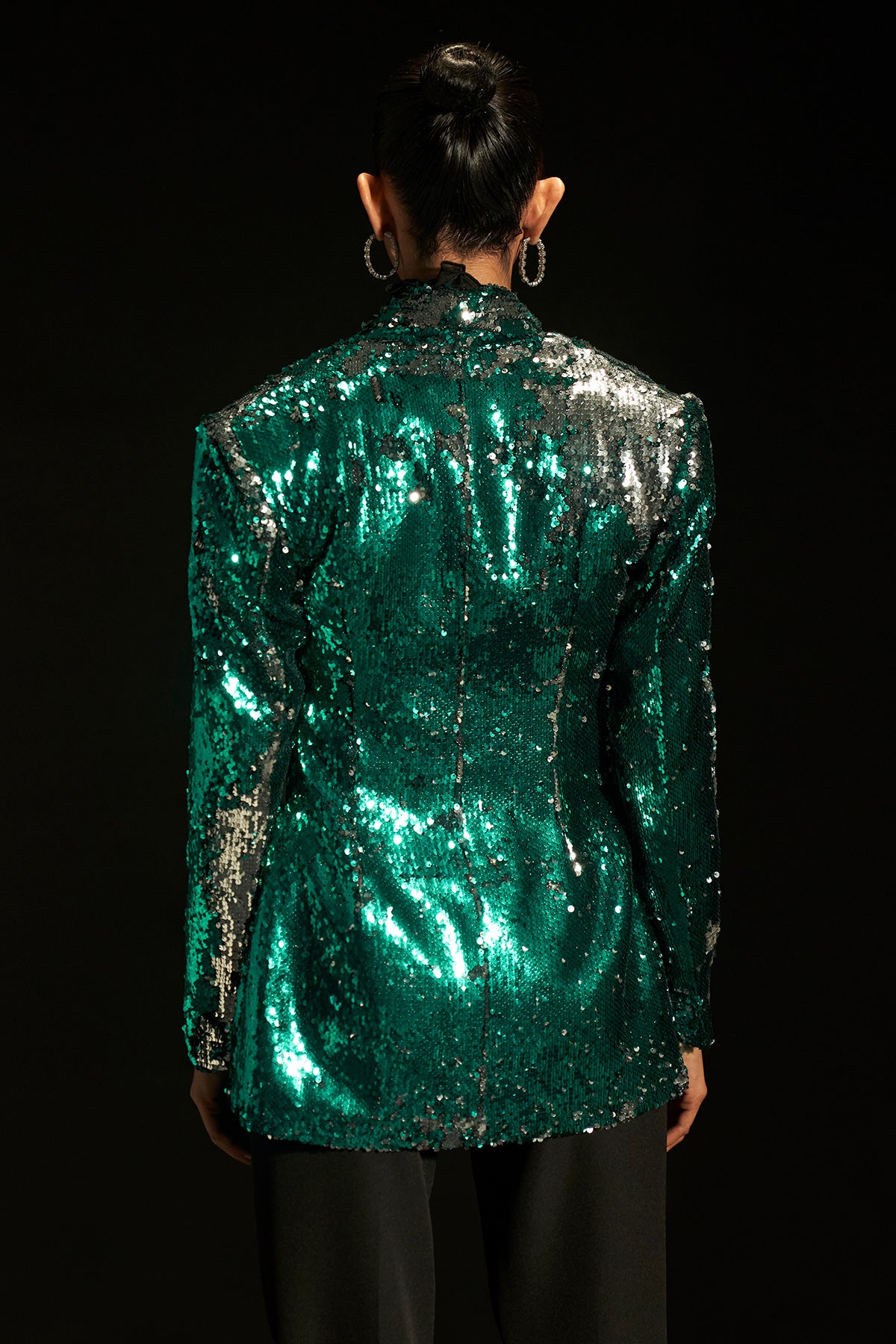 Shaded Silver Green Sequence Blazer