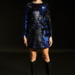 Shaded Blue Black Sequence Dress