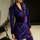 Purple Sequence Blazer Set With Dori Corset Belt