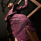 Embossed Silk Brocade Statement Wine Purple Dress