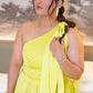 Lime-Drape One Shoulder Dori Work Gown
