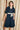 Blue-Creme Belt Midi Dress