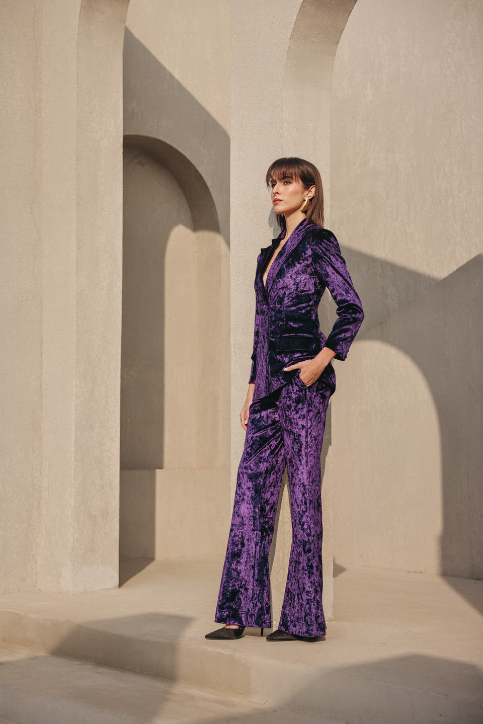 Purple Velvet Blazer Bet