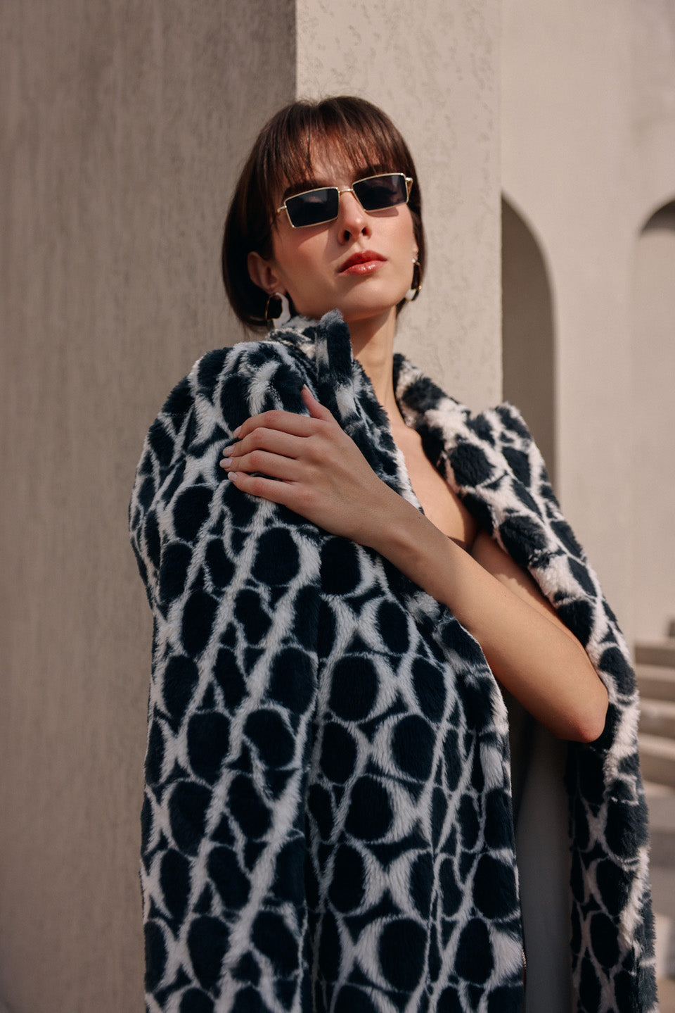 Zen zebr fur trench coat