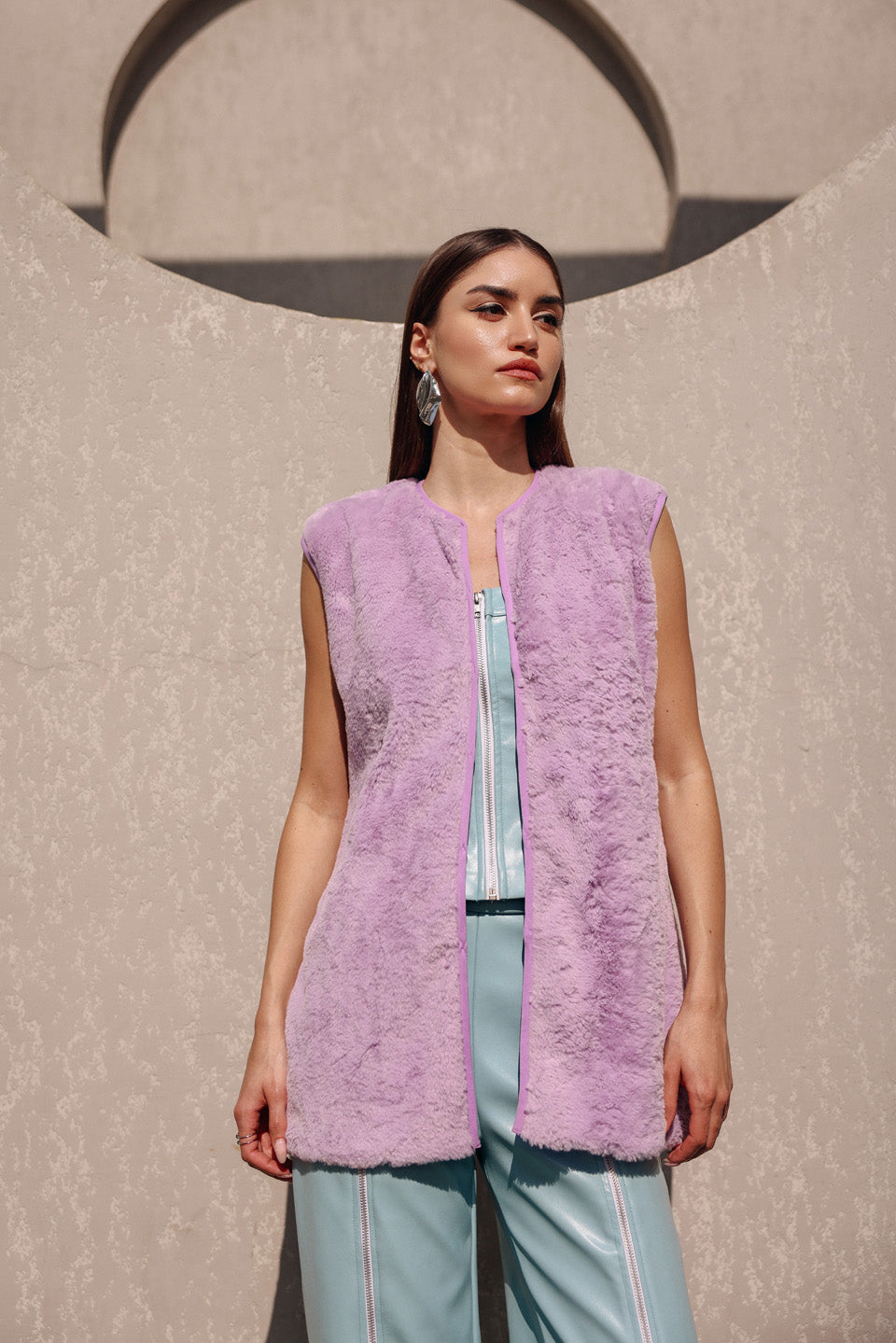 Laven fur jacket sleeveless