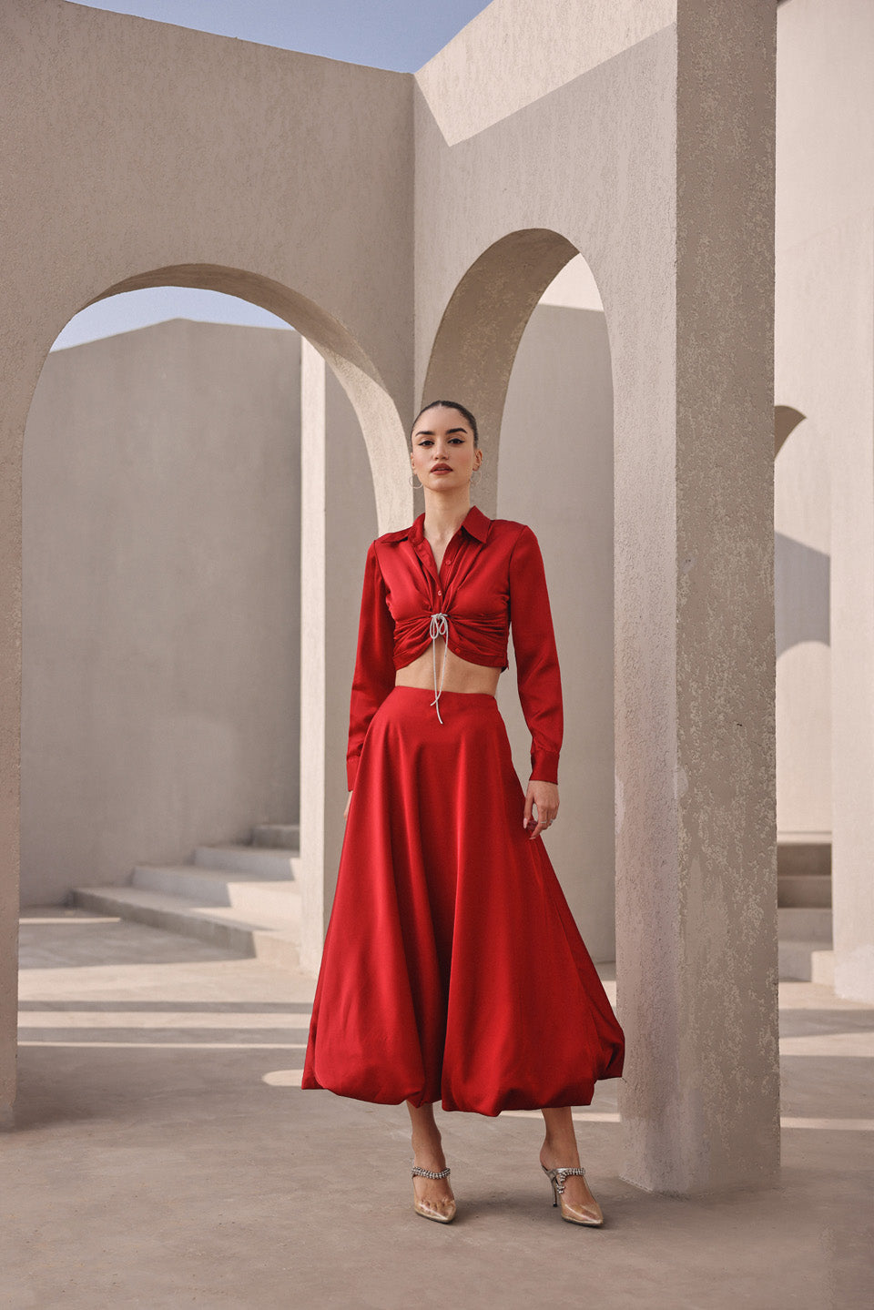 Monarch knotted crystal top with balloon skirt