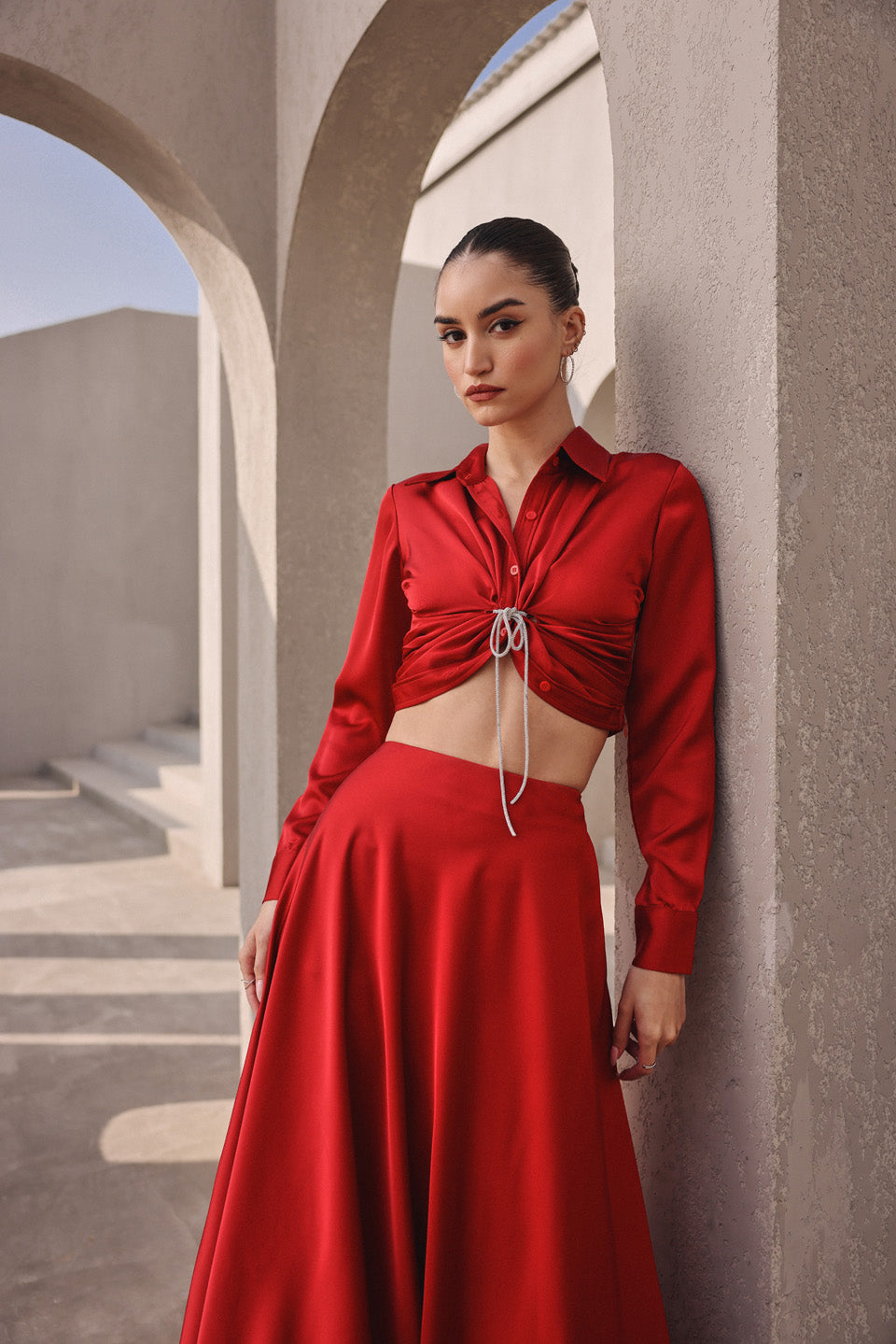 Monarch knotted crystal top with balloon skirt