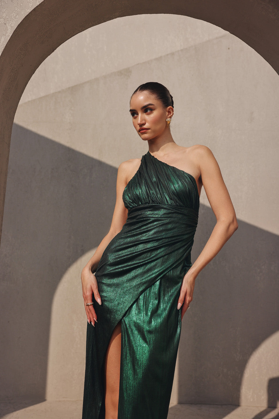 Merry metallic slit dress