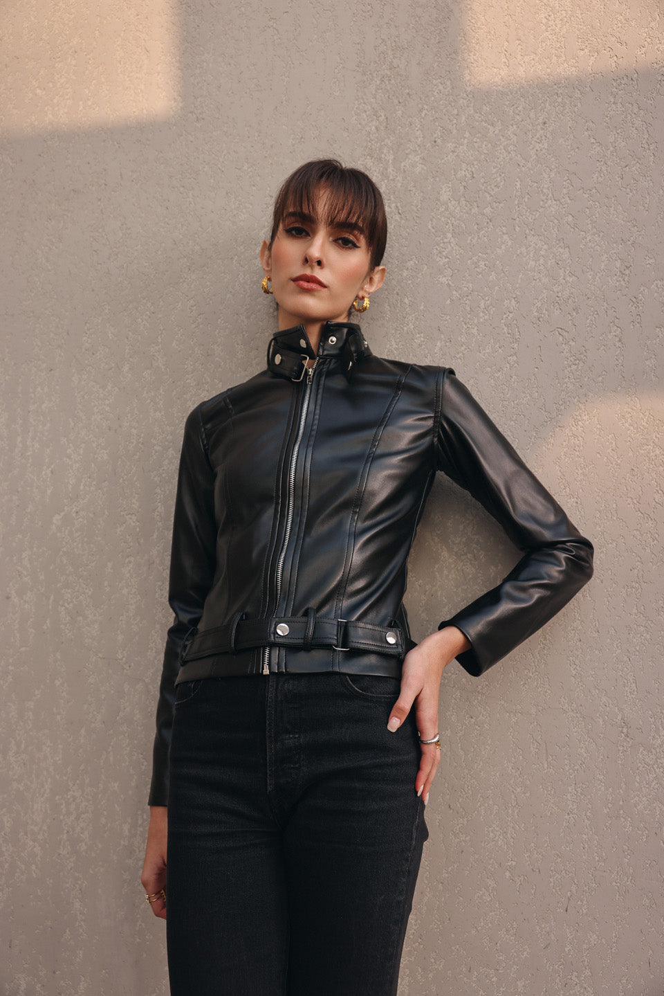 Bask zaden black leather jacket