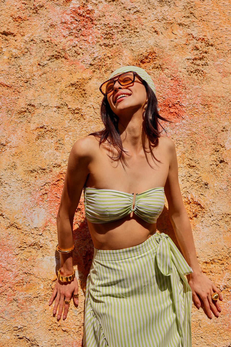 Siana Lime Green Buckle Bustier with Frill Skirt