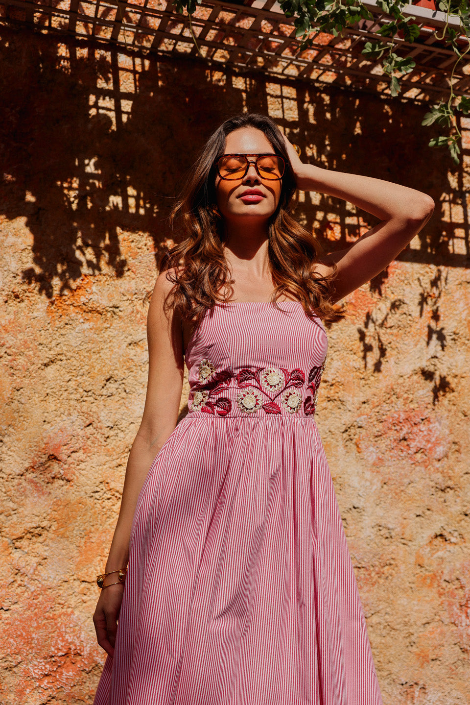 Pink Gingham Threadwork Dress