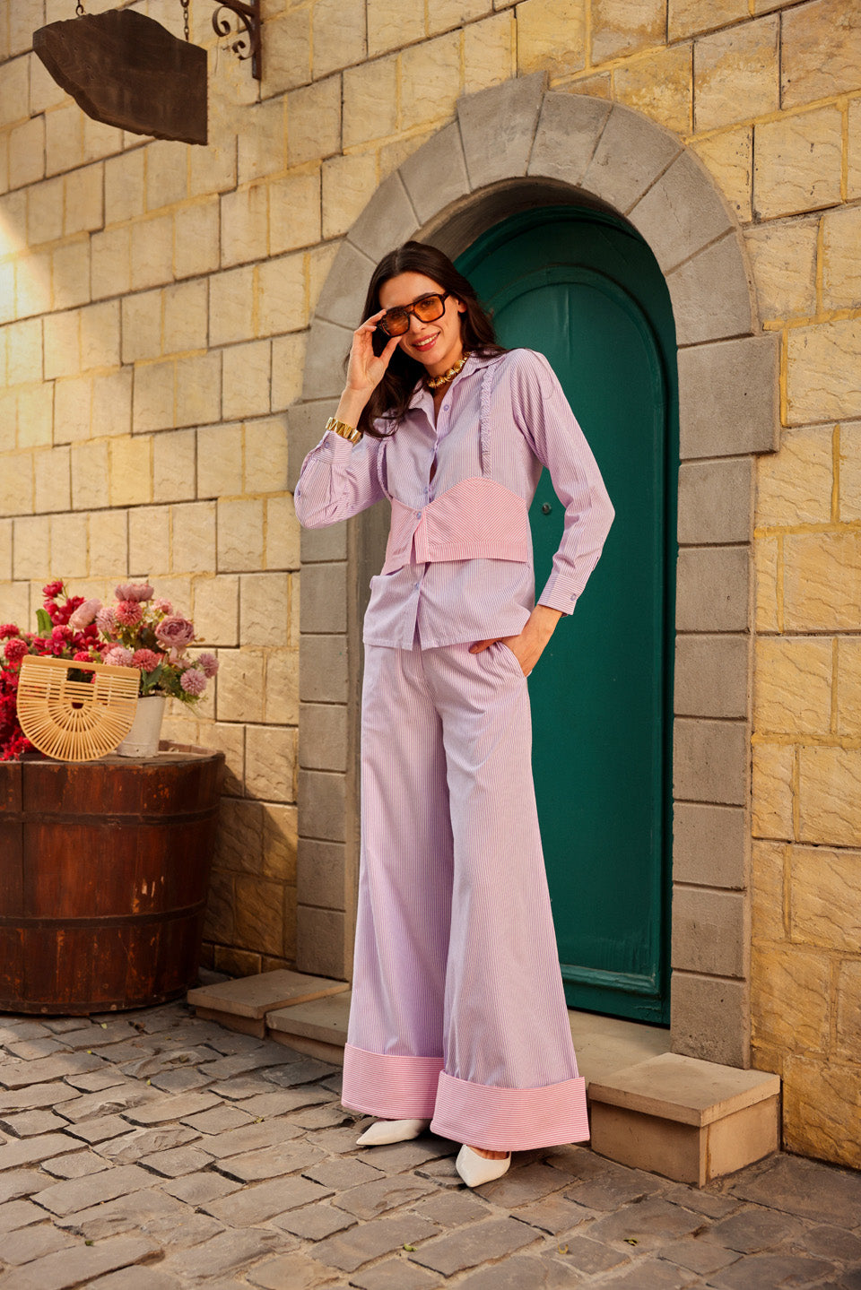 Laven-Pink Pocket Shirt Cord Set