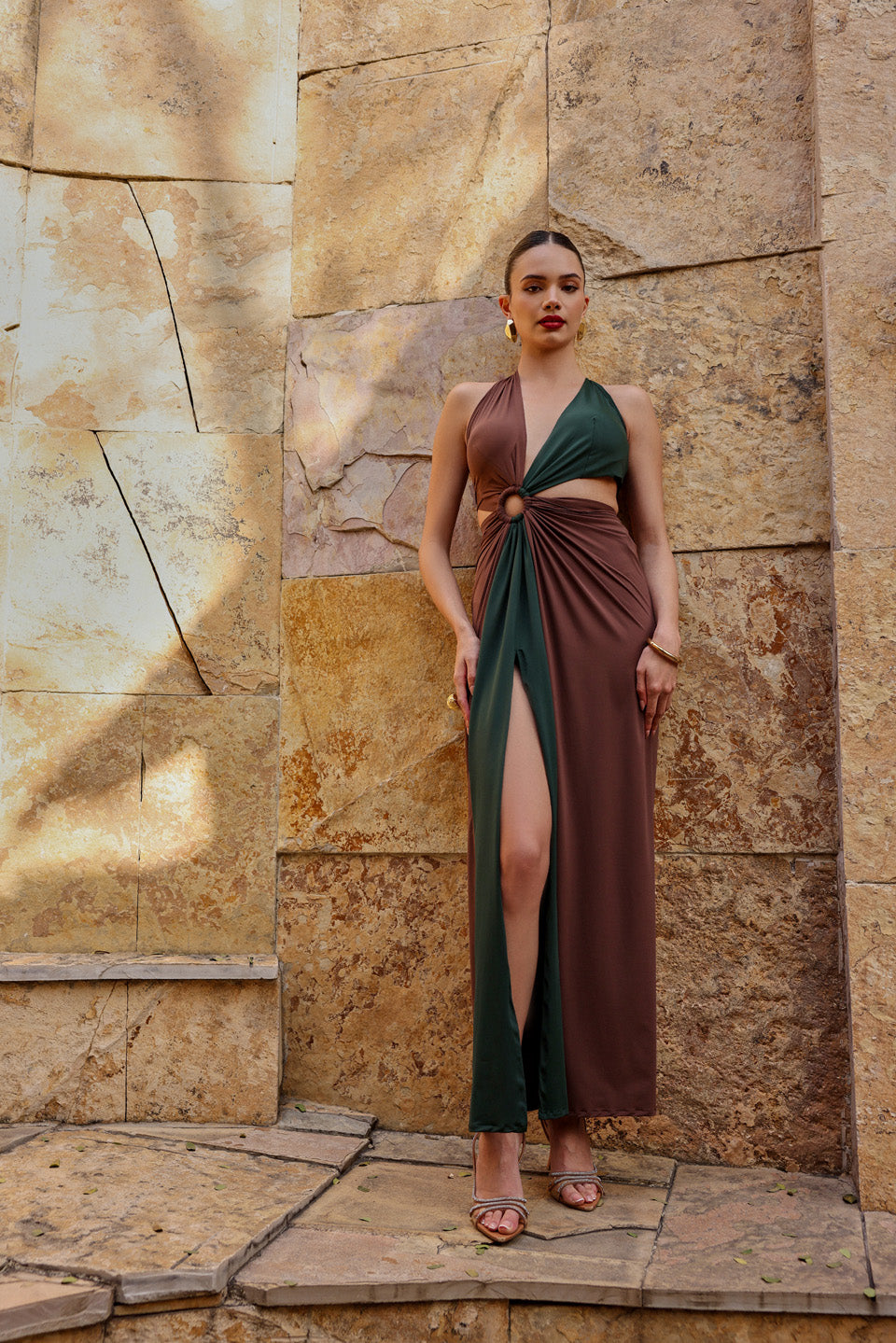 marina block brown dress