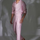 Texture And Stripe Pink Linen Cord Pants  And Shirt