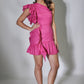 Pink Linen Frill Dress