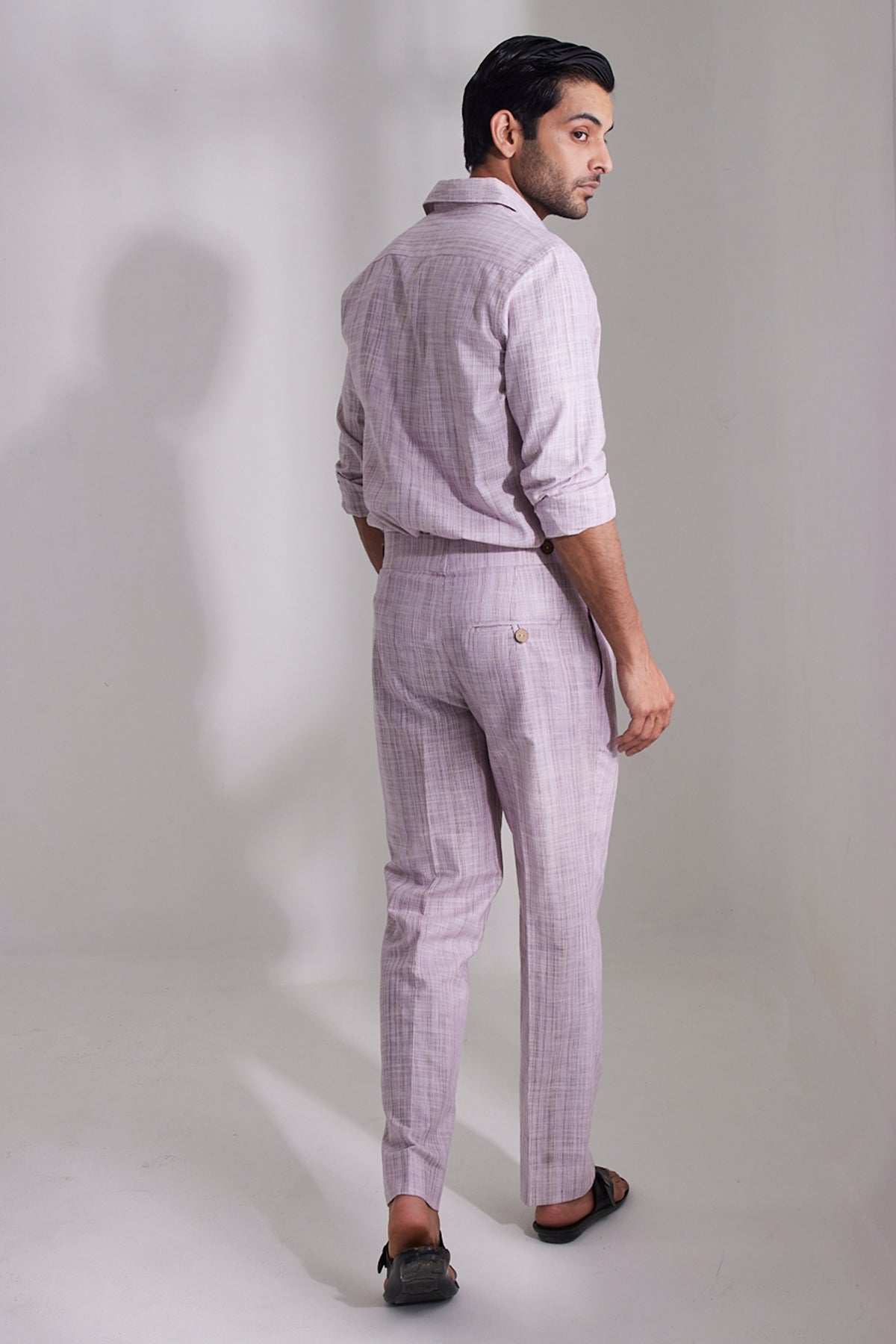 Stripe And Texture Lilac Linen Cord Shorts And Shirt