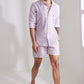 Stripe And Texture Lilac Linen Shorts