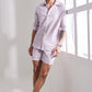 Stripe And Texture Lilac Linen Shorts