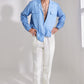 Powder Blue Jute Shirt White Jute Linen Pant