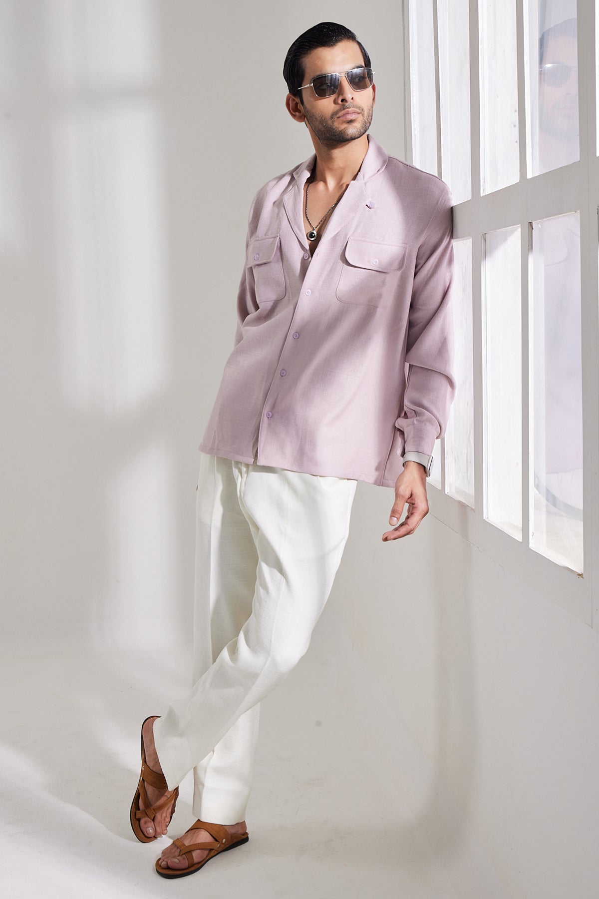 Pink Jute Shirt White Jute Linen Pant