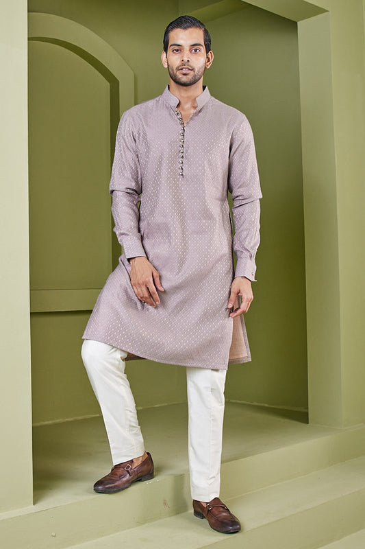 Pink  Gold Ambi Work Kurta  Pant Set