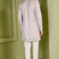 Textured Neck Kurta With Open Zari Pink Jacket Set