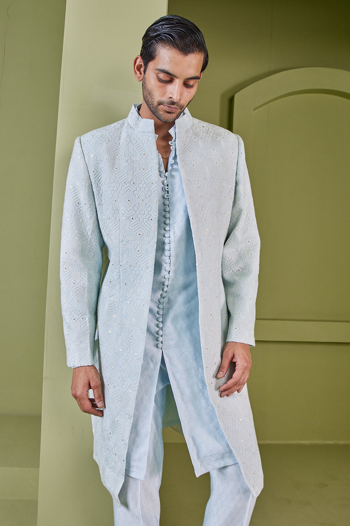 Grey Chambray Kurta Pants Classic Fit – The house of Arsalan Iqbal