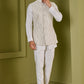 Ivory Work Nehru Jacket With Texture Kurta Set