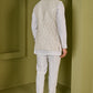 Ivory Work Nehru Jacket With Texture Kurta Set