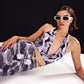 Wave-Marble Black Ring Waist Pants , Bralette