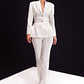 Statement White Crystal-Lace Blazer Suit