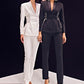 Statement Black Crystal-Lace Blazer Suit