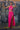 Hot Pink Knotted Slit Skirt With Cross Kat Top