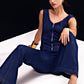 Zip-Denim Jumpsuit